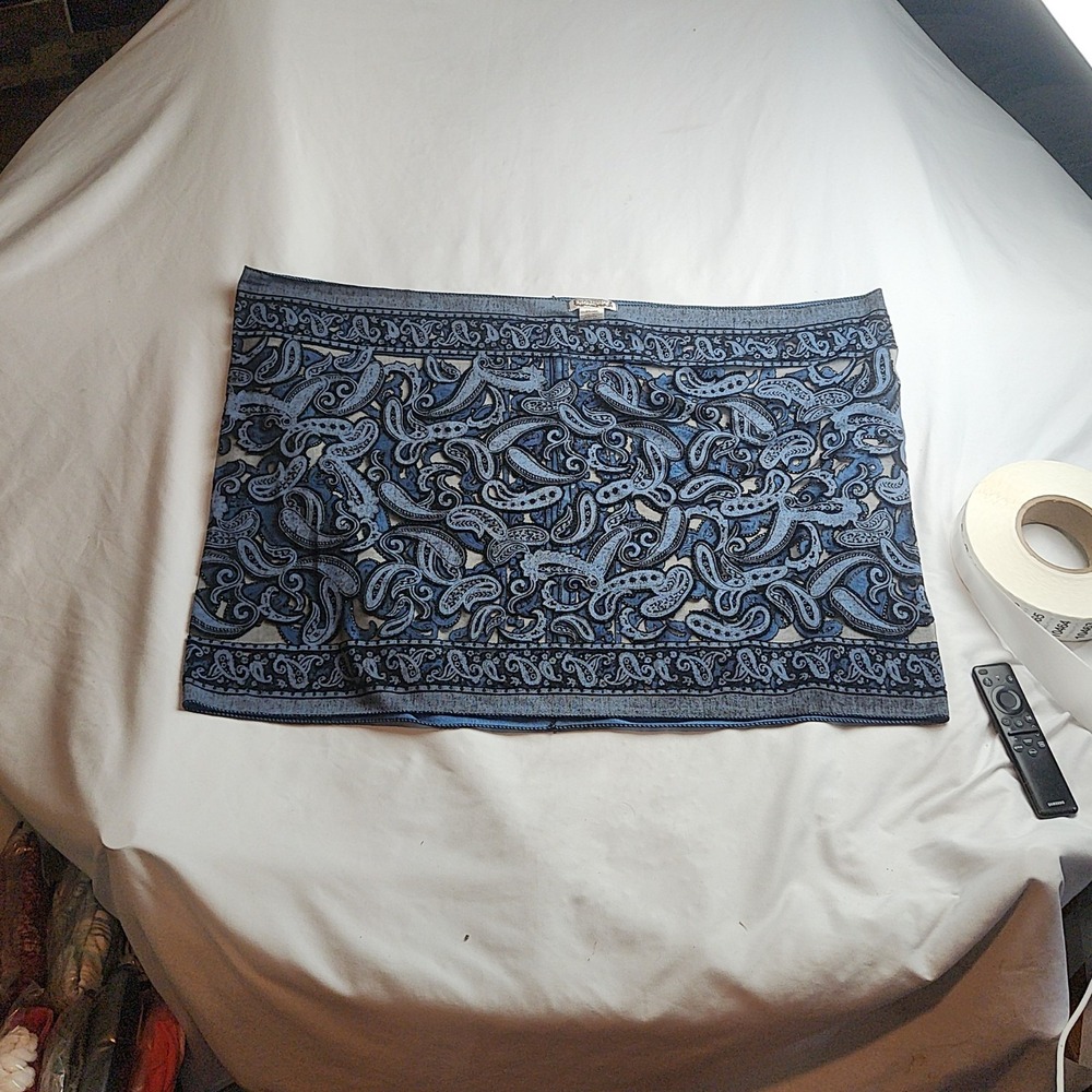 Kokomo Un Ltd Mini Skirt Blue Paisley Print Cotton Blend Women's One Size